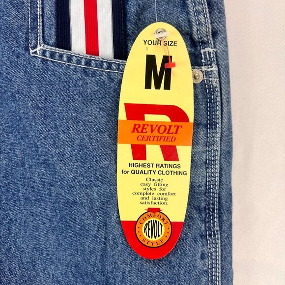 Vintage NWT Y2K Revolt Overalls Red White Blue Stripes Size M - Picture 8 of 9